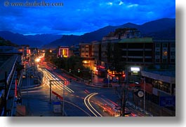 asia, cities, clouds, glow, horizontal, lhasa, lights, long exposure, nature, nite, sky, streets, tibet, traffic, photograph