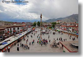 asia, clouds, horizontal, lhasa, nature, old, sky, squares, streets, tibet, photograph