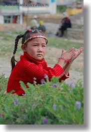 asia, girls, lhasa, red, tibet, vertical, villages, photograph