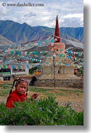 asia, girls, lhasa, shrine, tibet, vertical, villages, photograph