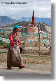 asia, lhasa, old, tibet, vertical, villages, walking, womens, photograph