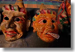 asia, asian, buddhist symbols, horizontal, masks, style, tan druk temple, tibet, photograph