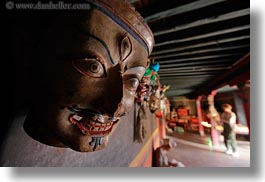 asia, asian, buddhist symbols, horizontal, masks, style, tan druk temple, tibet, photograph