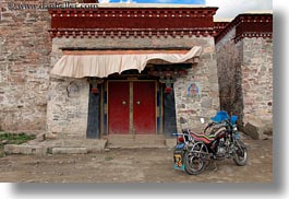 asia, asian, horizontal, motorcycles, style, tan druk temple, tibet, photograph