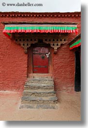 asia, asian, doors, stairs, style, tan druk temple, tibet, vertical, photograph