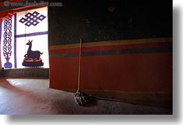 asia, asian, glow, horizontal, interiors, lights, mops, style, tan druk temple, tibet, walls, photograph