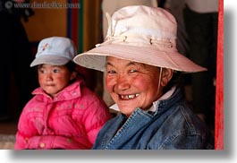 asia, asian, emotions, horizontal, old, people, smiles, style, tan druk temple, tibet, womens, photograph