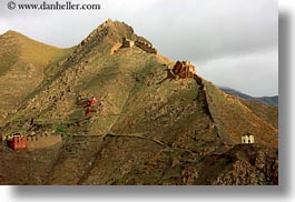 architectural ruins, asia, horizontal, mountains, riwodechen monastery, tibet, yarlung valley, photograph