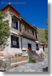 asia, facades, riwodechen monastery, temples, tibet, vertical, yarlung valley, photograph