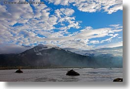 asia, bridge, clouds, horizontal, mountains, scenics, tibet, yarlung valley, photograph