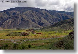 asia, fields, horizontal, prayer flags, scenics, tibet, yarlung valley, photograph
