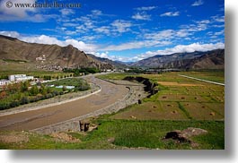 asia, farm, horizontal, mountains, rivers, scenics, tibet, yarlung valley, photograph