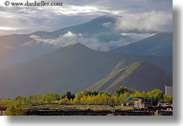 asia, horizontal, morning, mountains, scenics, tibet, trees, yarlung valley, photograph