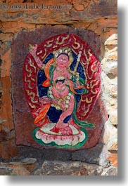 apsara, asia, asian, painted, stones, style, tibet, tsong sten gampo monastery, vertical, yarlung valley, photograph