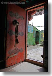 asia, asian, cats, doors, style, tibet, tsong sten gampo monastery, vertical, yarlung valley, photograph