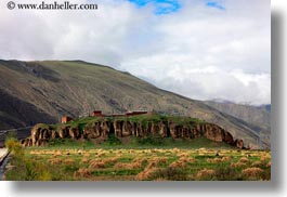 asia, asian, horizontal, monastery, plateau, style, tibet, tsong sten gampo monastery, yarlung valley, photograph