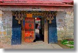 asia, asian, doorways, horizontal, ornate, style, tibet, tsong sten gampo monastery, yarlung valley, photograph