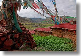 asia, asian, flags, horizontal, prayers, style, temples, tibet, tsong sten gampo monastery, yarlung valley, photograph