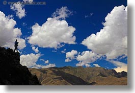 asia, clouds, hikers, horizontal, silhouettes, tibet, yumbulagang, photograph