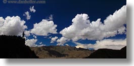 asia, clouds, hikers, horizontal, panoramic, silhouettes, tibet, yumbulagang, photograph