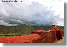 asia, clouds, horizontal, monks, tibet, yumbulagang, photograph