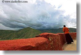 asia, clouds, horizontal, monks, tibet, yumbulagang, photograph