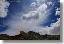 asia, clouds, horizontal, palace, tibet, upview, yumbulagang, photograph