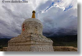 asia, clouds, horizontal, stupas, tibet, yumbulagang, photograph