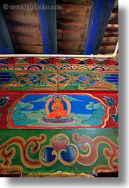 asia, bhudda, ceilings, paintings, tibet, vertical, yumbulagang, yumbulagang temple, photograph