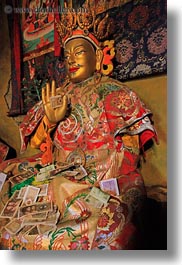 asia, buddhas, cash, tibet, vertical, yumbulagang, yumbulagang temple, photograph