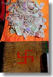 asia, cash, swastika, tibet, vertical, yumbulagang, yumbulagang temple, photograph