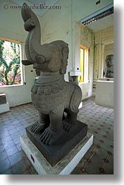 asia, cham art museum, danang, elephants, scultpure, stones, vertical, vietnam, photograph