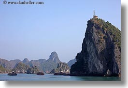 asia, boats, ha long bay, horizontal, junkets, mountains, nature, vietnam, photograph