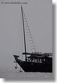 anchor, asia, boats, dropping, ha long bay, haze, silhouettes, vertical, vietnam, photograph