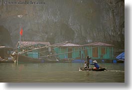 asia, boats, ha long bay, horizontal, rowing, small, vietnam, womens, photograph