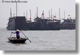 asia, boats, ha long bay, horizontal, rowing, small, vietnam, womens, photograph