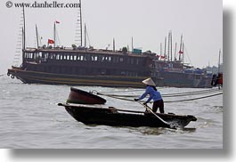 asia, boats, ha long bay, horizontal, rowing, small, vietnam, womens, photograph