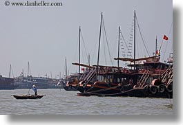 asia, boats, ha long bay, horizontal, rowing, small, vietnam, womens, photograph