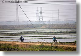 asia, bikes, fields, ha long bay, horizontal, rice, rice fields, telephones, vietnam, wires, photograph