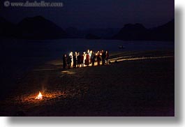 asia, beaches, fire, ha long bay, horizontal, nite, scenics, slow exposure, vietnam, photograph