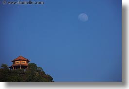 asia, ha long bay, horizontal, houses, moon, scenics, vietnam, photograph