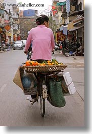 asia, bicycles, bikes, fruits, hanoi, oranges, vertical, vietnam, photograph