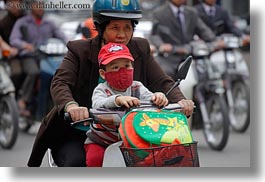 asia, bikes, grandmother, hanoi, horizontal, motorcycles, people, toddlers, vietnam, photograph