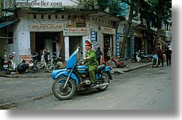 asia, bikes, hanoi, horizontal, motorcycles, people, policeman, vietnam, photograph
