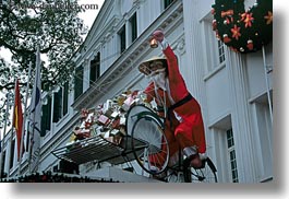 asia, bicycles, bikes, hanoi, horizontal, people, santa clause, vietnam, vietnamese, photograph