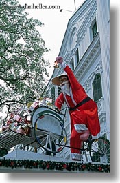 asia, bicycles, bikes, hanoi, people, santa clause, vertical, vietnam, vietnamese, photograph