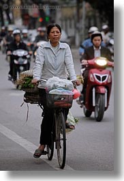 asia, bicycles, bikes, hanoi, people, vertical, vietnam, womens, photograph