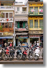 asia, buildings, hanoi, motorcycles, vertical, vietnam, photograph