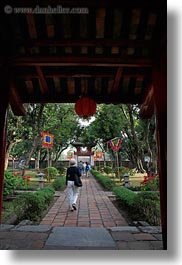 asia, bricks, confucian temple literature, gardens, hanoi, vertical, vietnam, walkway, photograph