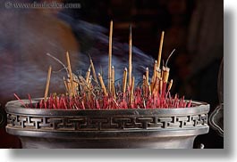 asia, burning, confucian temple literature, hanoi, horizontal, incense, smoke, vietnam, photograph